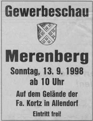 Ankündigung Gewerbeschau 1998 im Weilburger Tageblatt